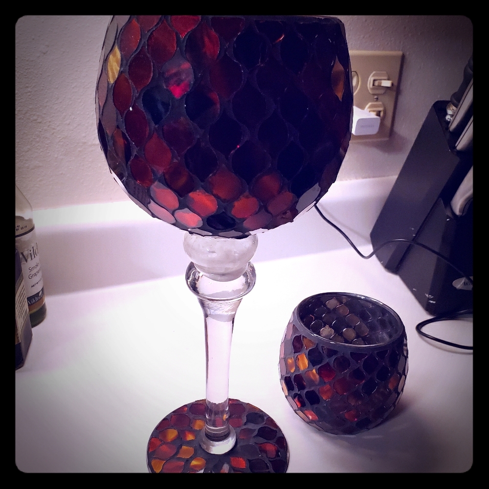 Candle set in red and goltones